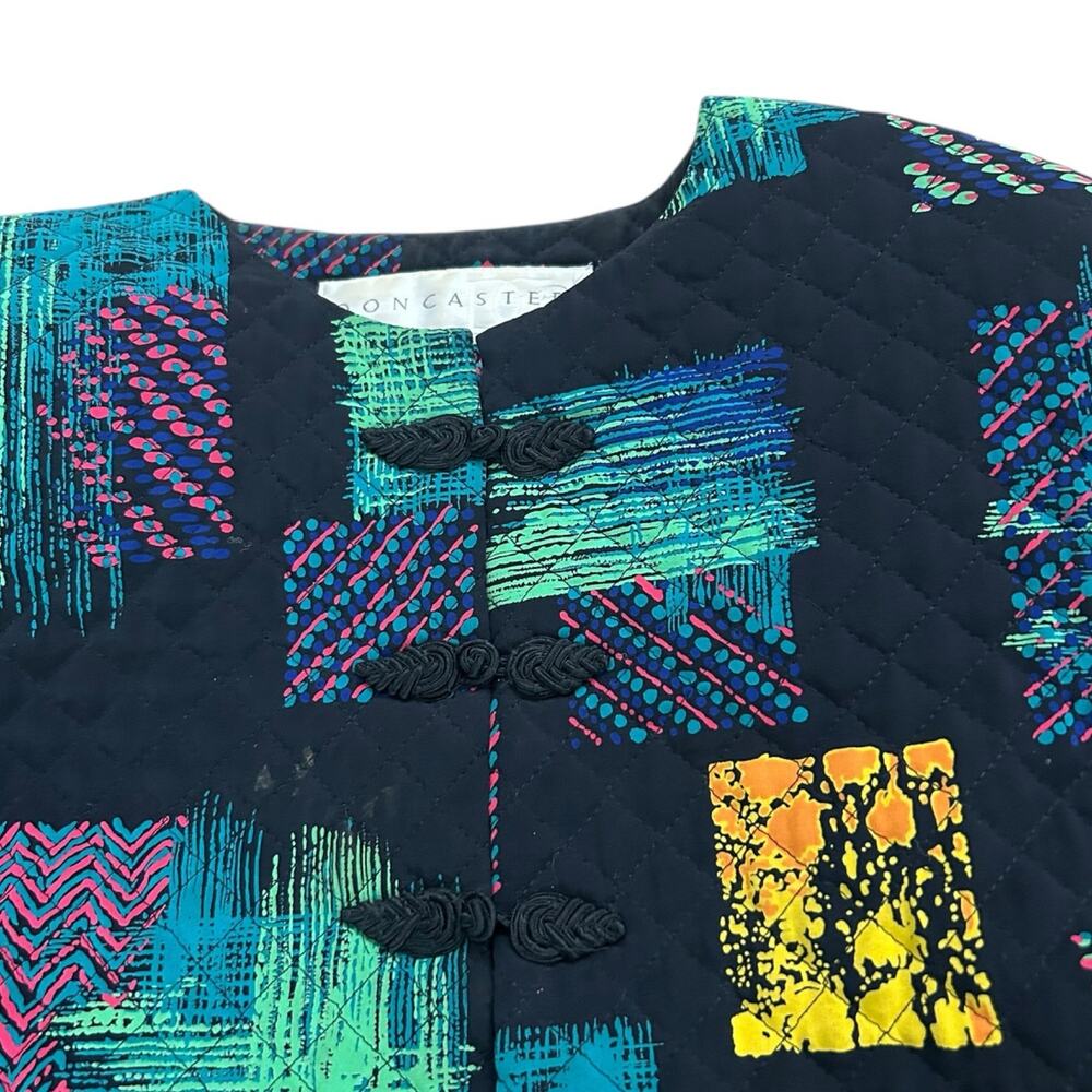 Vintage Quilted Patchwork Crop Jacket Geometric P… - image 2